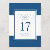 Klassiek blauw 5"x7"-tabelnummer menu (Voorkant)