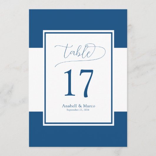 Klassiek blauw 5"x7"-tabelnummer menu (Voorkant)