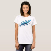 Klassiek Blauw Abstract Vogels Mode Kunst T-shirt (Voorkant volledig)