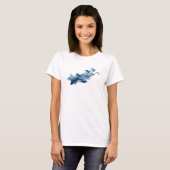 Klassiek Blauw Abstracte Vogels Aangepaste Creatie T-shirt (Voorkant volledig)