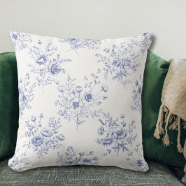 Klassiek blauw bloemenpatroon Frans blauw toile Kussen