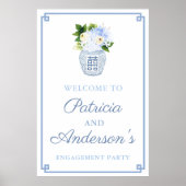 Klassiek Blauw Bloemmotief op een Gemberpot Verlov Poster (Voorkant)