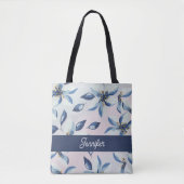 Klassiek blauw bloempatroon trendy tote bag (Voorkant)
