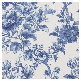 Klassiek Blauw Botanisch Bloemmotief Toile Stof