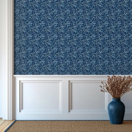 Klassiek blauw botanisch patroon behang