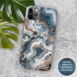 Klassiek Blauw Bruin Grijs Wit Kwarts Agat Patroon Case-Mate iPhone Case