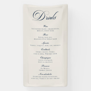 Klassiek Blauw Calligrafie Huwelijksdranken Bar Me Spandoek