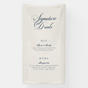 Klassiek Blauw Calligrafie Signature Drankenmenu Spandoek