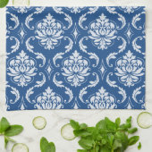 Klassiek blauw Damaspatroon Theedoek (Gevouwen)