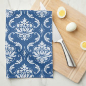 Klassiek blauw Damaspatroon Theedoek (Quarter Fold)