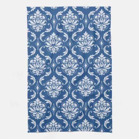 Klassiek blauw Damaspatroon Theedoek (Verticaal)