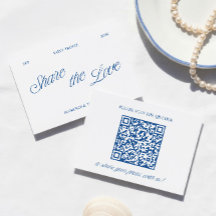 Klassiek Blauw Deel de Liefde QR Code Huwelijksfot