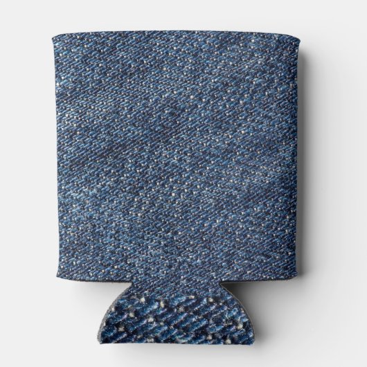 Klassiek blauw: denim achtergrond blikjeskoeler (Achterkant)