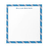 Klassiek blauw diagonaal Stropdas strepe Patroon N Notitieblok (Voorkant)
