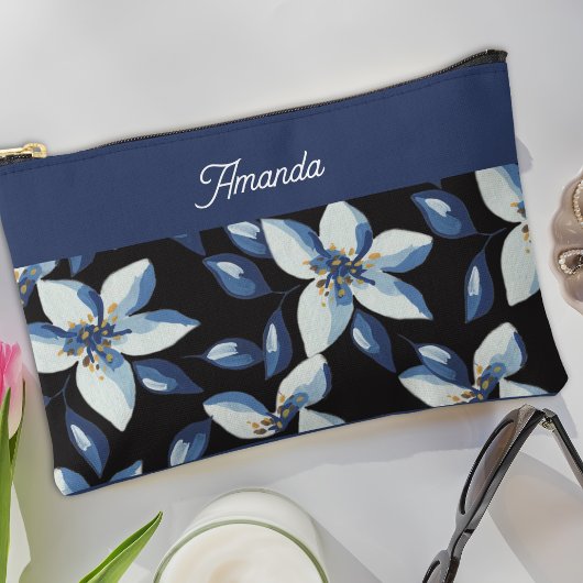Klassiek blauw Elegant Bloemen Minimal Etui