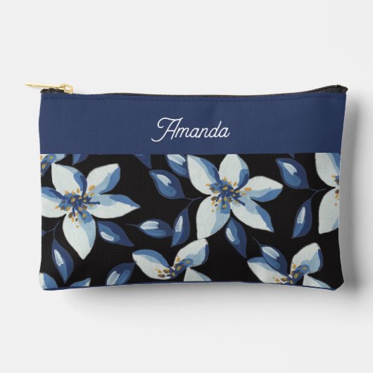Klassiek blauw Elegant Bloemen Minimal Etui (Voorkant)