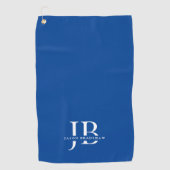 Klassiek Blauw Elegant Monogram en Naam Golfhanddoek (Voorkant)