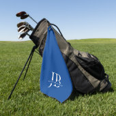 Klassiek Blauw Elegant Monogram en Naam Golfhanddoek (Groen)