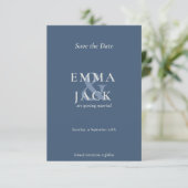 Klassiek Blauw Elegant Serif Font modern ampersand Save The Date (Staand voorkant)