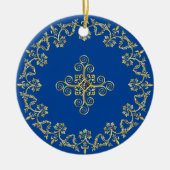Klassiek blauw en goud keramisch ornament (Voorkant)