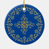 Klassiek blauw en goud keramisch ornament (Achterkant)