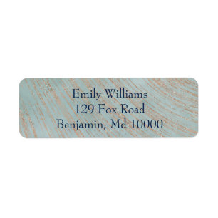 Klassiek blauw en koper etiket