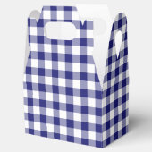 Klassiek Blauw en Wit Boerderij Geruit Gingham Bedankdoosjes (Geopend)