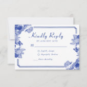 Klassiek Blauw en Wit Chinoiserie Chic RSVP (Voorkant)