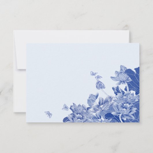 Klassiek Blauw en Wit Chinoiserie Chic RSVP (Achterkant)