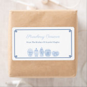 Klassiek blauw en wit conserverings- of Jam-etiket Etiket (Insitu)