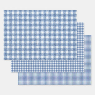 Klassiek blauw en wit geruit katoen inpakpapier vel