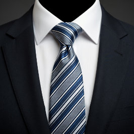 Klassiek blauw en wit gestreept stropdas