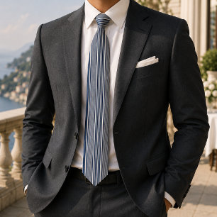 Klassiek blauw en wit gestreept stropdas