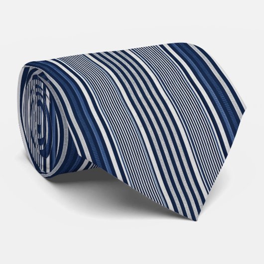 Klassiek blauw en wit gestreept  stropdas (Opgerold)