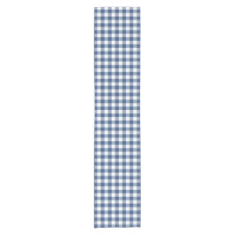 Klassiek blauw en wit Gingham Check patroon Korte Tafelloper