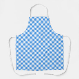 Klassiek blauw en wit gingham geplakt schort