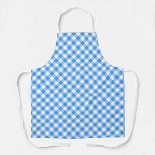 Klassiek blauw en wit gingham geplakt schort (Voorkant)