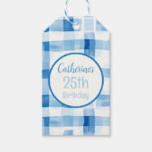 Klassiek blauw en wit Gingham geruit patroon Cadeaulabel (Voorkant)