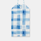 Klassiek blauw en wit Gingham geruit patroon Cadeaulabel (Achterkant)