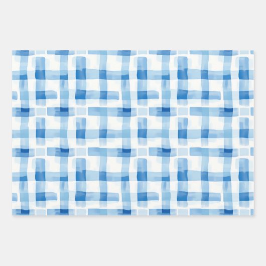 Klassiek blauw en wit Gingham geruit patroon Inpakpapier Vel (Voorkant 2)