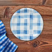 Klassiek blauw en wit Gingham geruit patroon Papieren Bordje