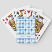 Klassiek blauw en wit Gingham geruit patroon Pokerkaarten (Achterkant)