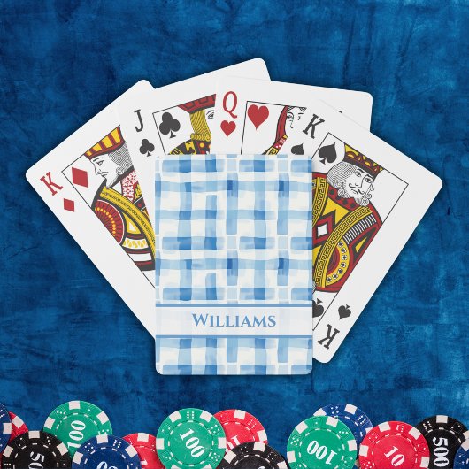 Klassiek blauw en wit Gingham geruit patroon Pokerkaarten