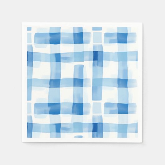 Klassiek blauw en wit Gingham geruit patroon Servet (Voorkant)