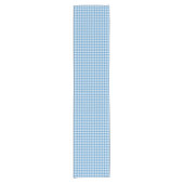Klassiek Blauw en Wit Gingham Korte Tafelloper (Voorkant)
