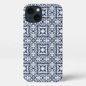 Klassiek blauw en wit mediterraan patroon iPhone hoesje (Achterkant)