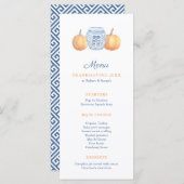 Klassiek blauw en wit met pompoenen Thanksgiving Menu (Voorkant / Achterkant)