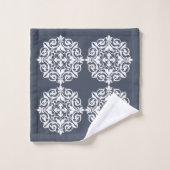 Klassiek blauw en wit modern Farmhouse Damask Bad Handdoek (Wasdoekje)