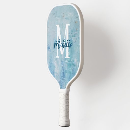 Klassiek blauw en wit monogram pickleball paddle (Links)