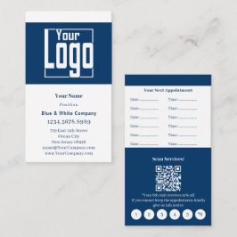 Klassiek blauw en wit portret formaat Loyaliteit & Afsprakenkaartje